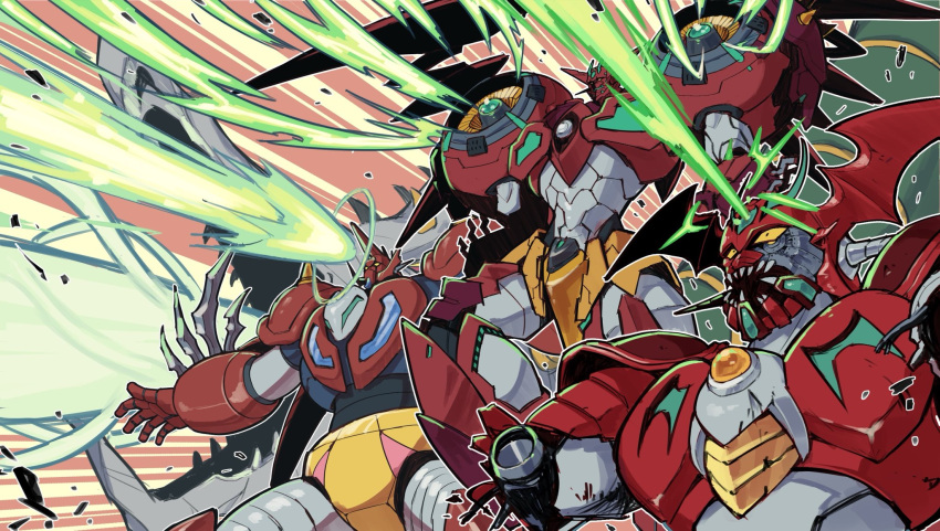 arm_blade, armor, bat_wings, battle_damage, chest_jewel, colored_sclera, cowboy_shot, damaged