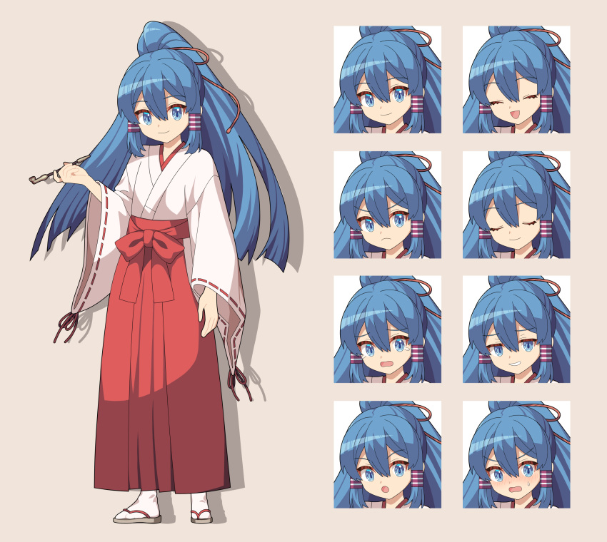 1girl, 4rion, :d, absurdres, blue_eyes, blue_hair, blush, closed_eyes
