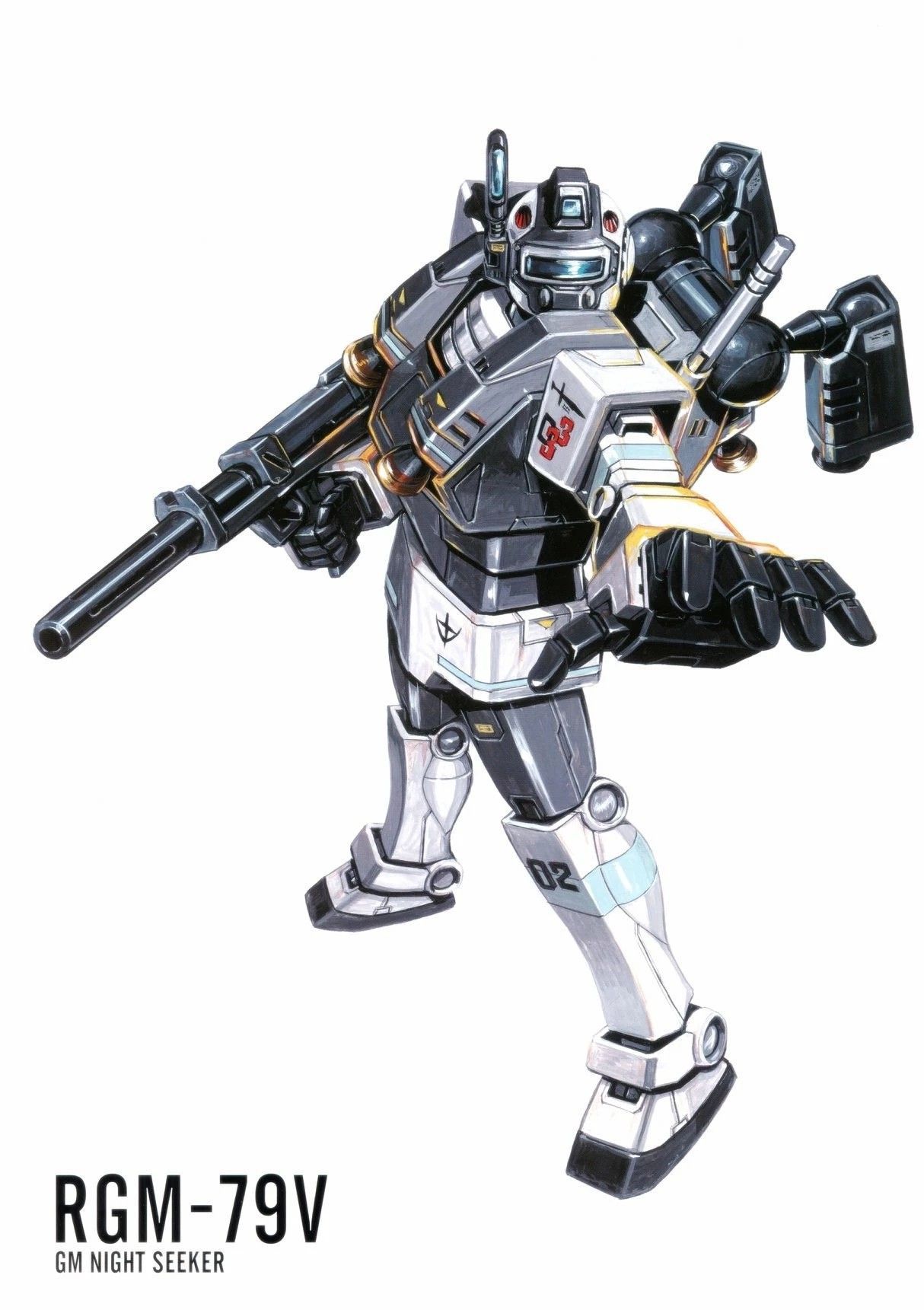 1980s_(style), assault_visor, beam_rifle, blue_visor, character_name, earth_federation, energy_gun, gm_(mobile_suit)