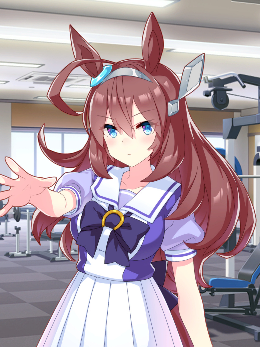 1girl, absurdres, ahoge, animal_ears, artist_request, back_bow, bare_arms, black_bow