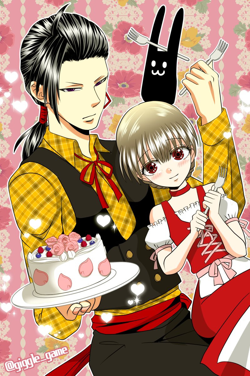 1girl, 2boys, berl_(berl_and_the_candy_house), berl_and_the_candy_house, black_hair, blonde_hair, blush, braid