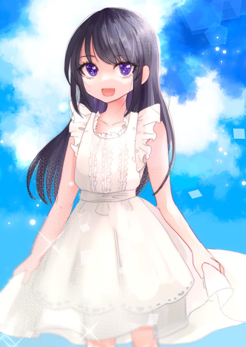 1girl, aged_down, bare_shoulders, berl_and_the_candy_house, black_hair, child, dress, frills
