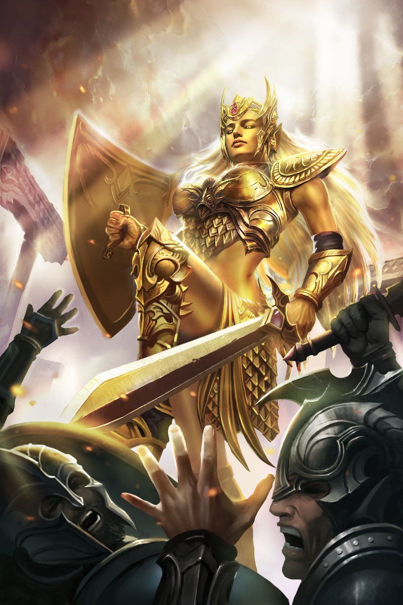 1girl, 2boys, armor, armored_boots, bad_link, blonde_hair, boobplate, boots