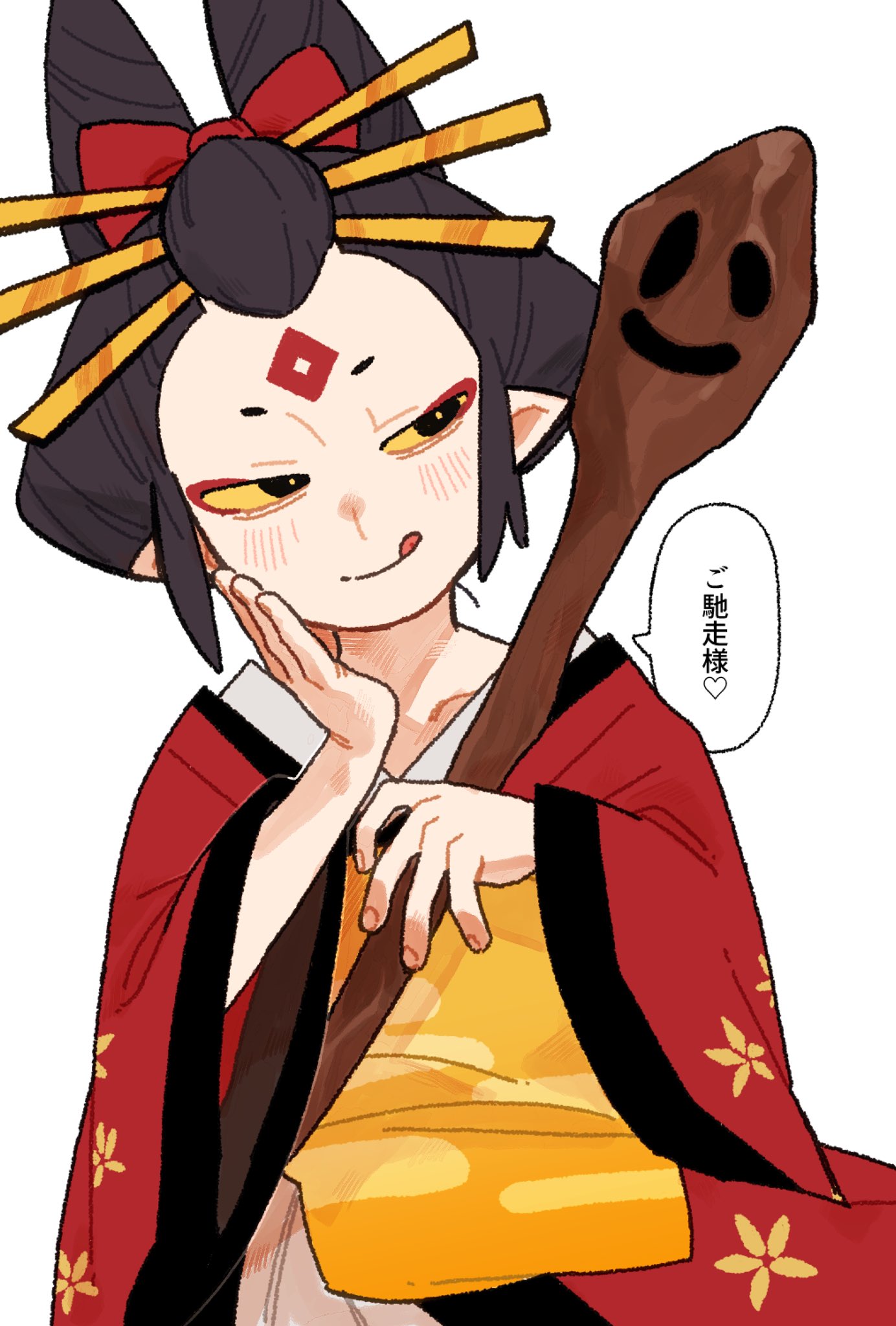 1girl, 5kiro_karoli, black_hair, blush, colored_sclera, datehyogo, highres, holding