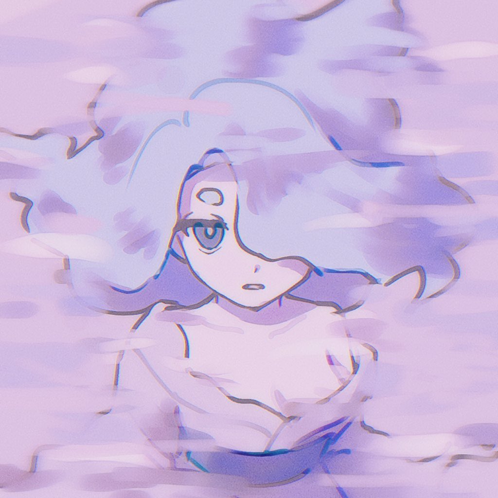 1girl, blue_eyes, blue_hair, enraenra_(youkai_watch), hair_over_one_eye, long_hair, looking_at_viewer, smog