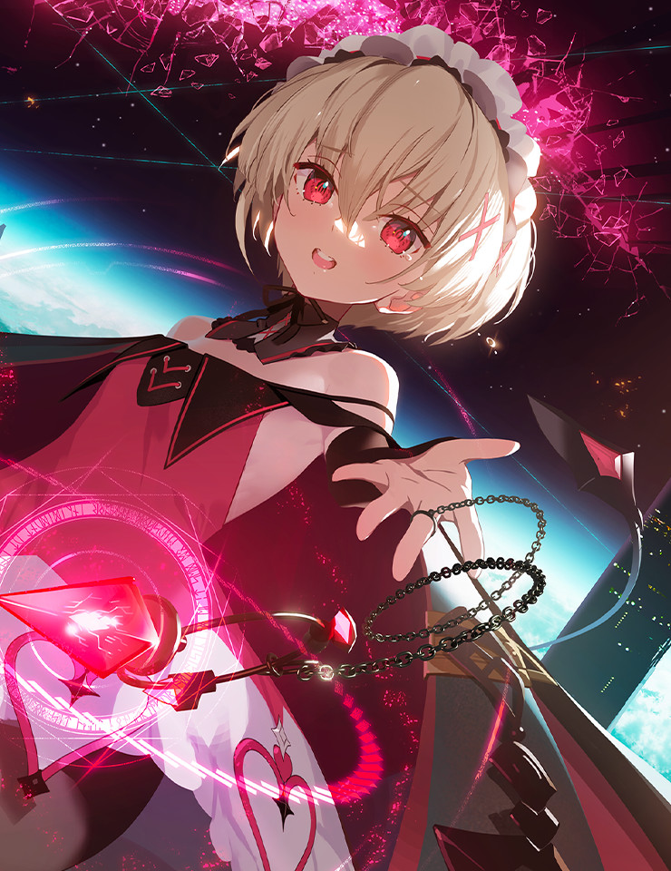 1girl, :o, arcaea, artist_request, bare_shoulders, black_pantyhose, black_ribbon, blonde_hair
