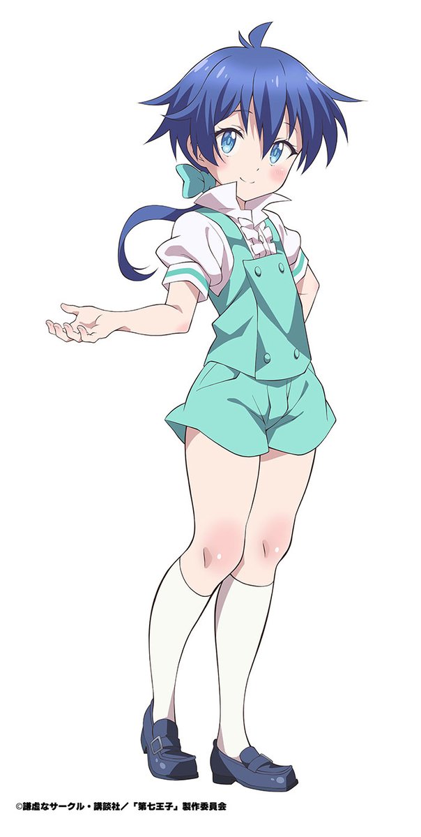 1boy, ahoge, anime_coloring, arm_behind_back, blue_eyes, blue_hair, blush, closed_mouth