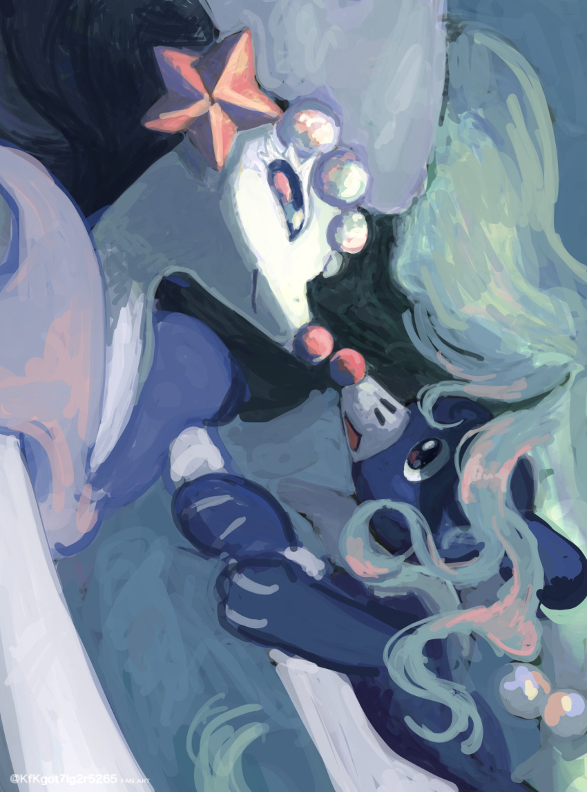 absurdres, blue_eyes, blue_fur, blue_hair, closed_mouth, highres, kfkgot7ig2r5265, noses_touching