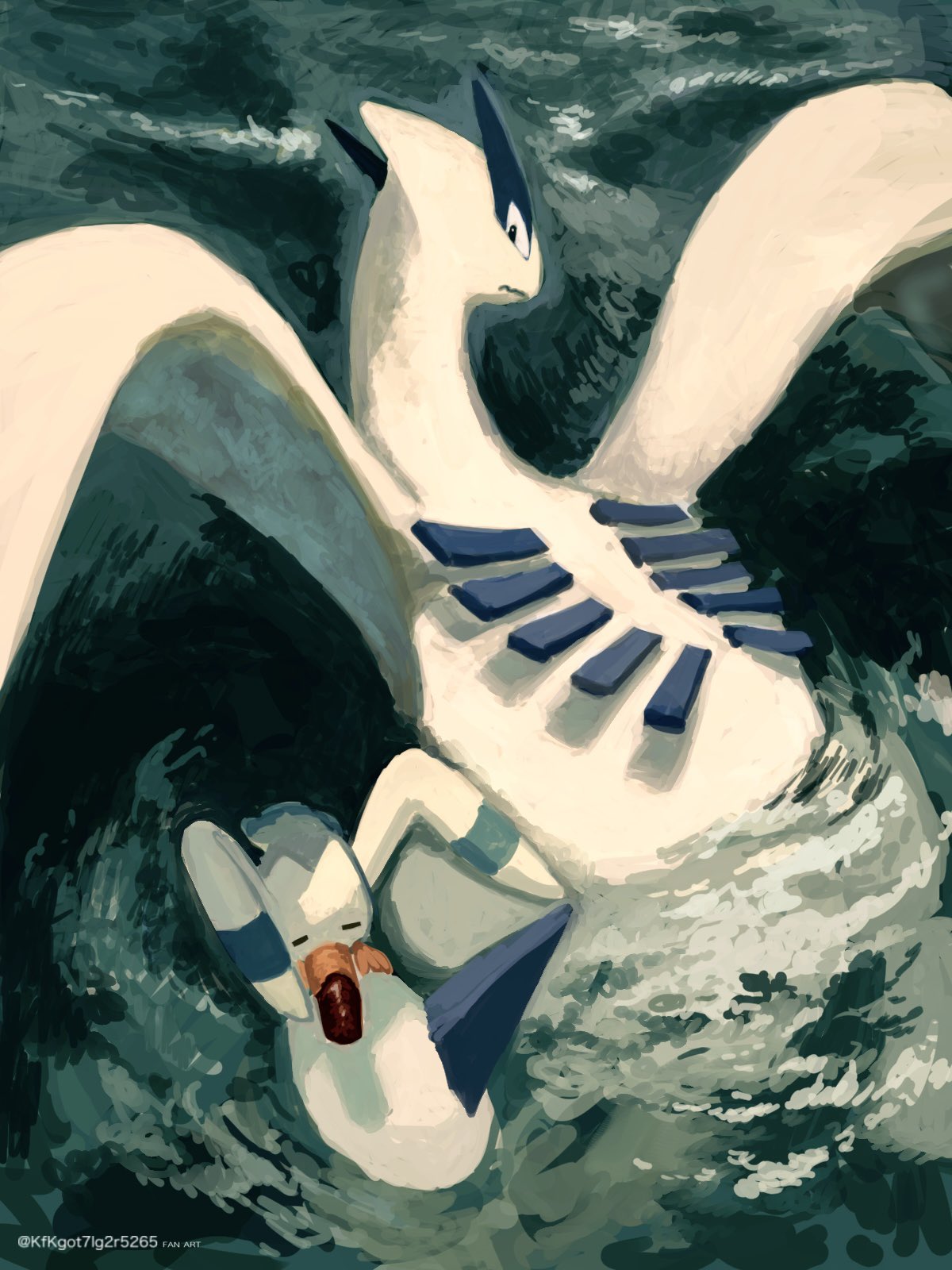 artist_name, bird, closed_eyes, feathers, from_above, highres, kfkgot7ig2r5265, looking_at_another