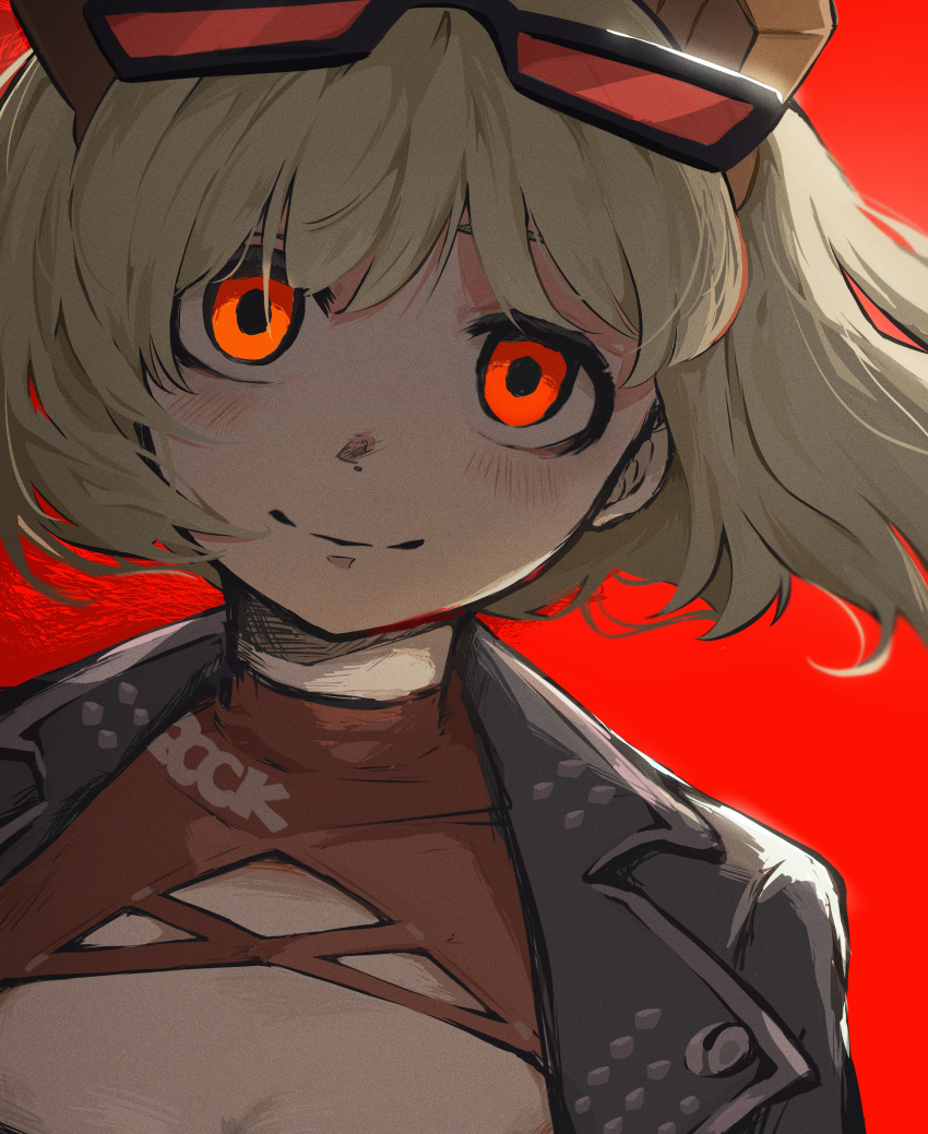 1girl, absurdres, black_jacket, blonde_hair, blush, burnice_white, chinese_commentary, commentary