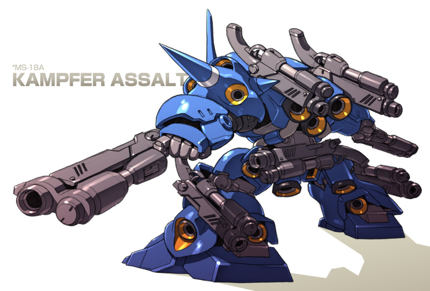 dual_wielding, from_behind, gun, gundam, gundam_0080, kampfer_(mobile_suit), mecha, no_humans