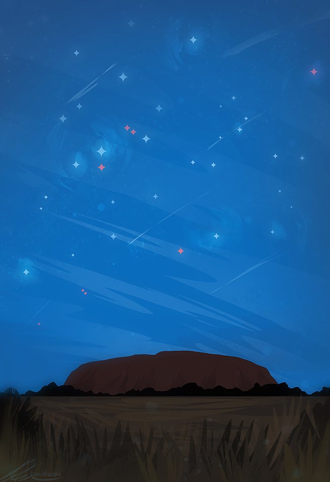 artist_name, australia, bush, grass, landscape, meteor_shower, night, no_humans