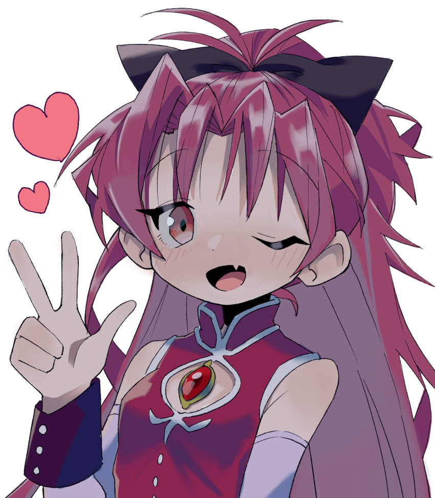 1girl, ;d, an9vj, bad_id, bad_twitter_id, bare_shoulders, bow, breasts