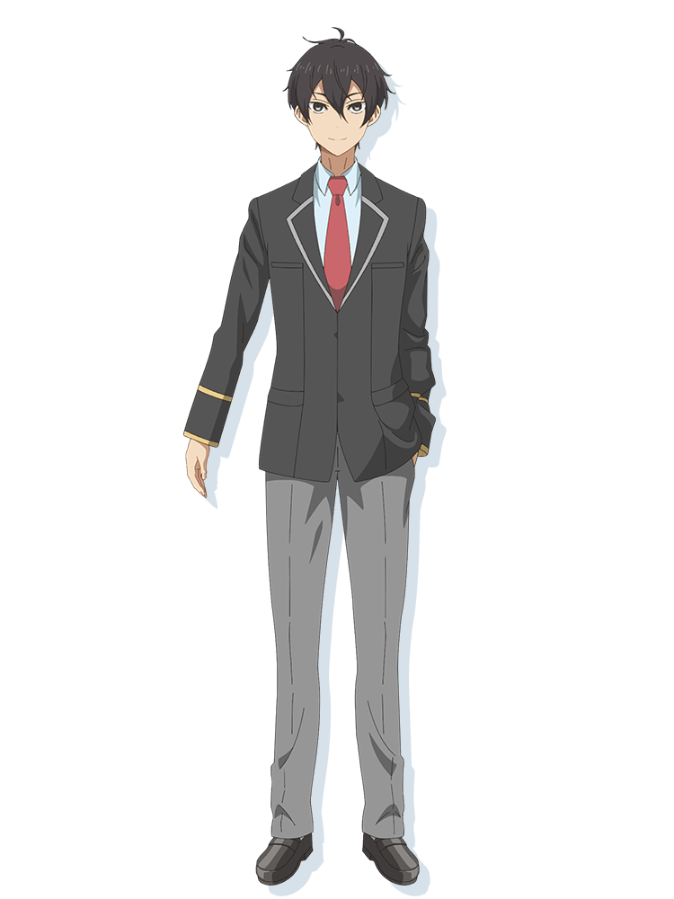 1boy, ahoge, anime_coloring, black_hair, blazer, closed_mouth, collared_shirt, crossed_bangs