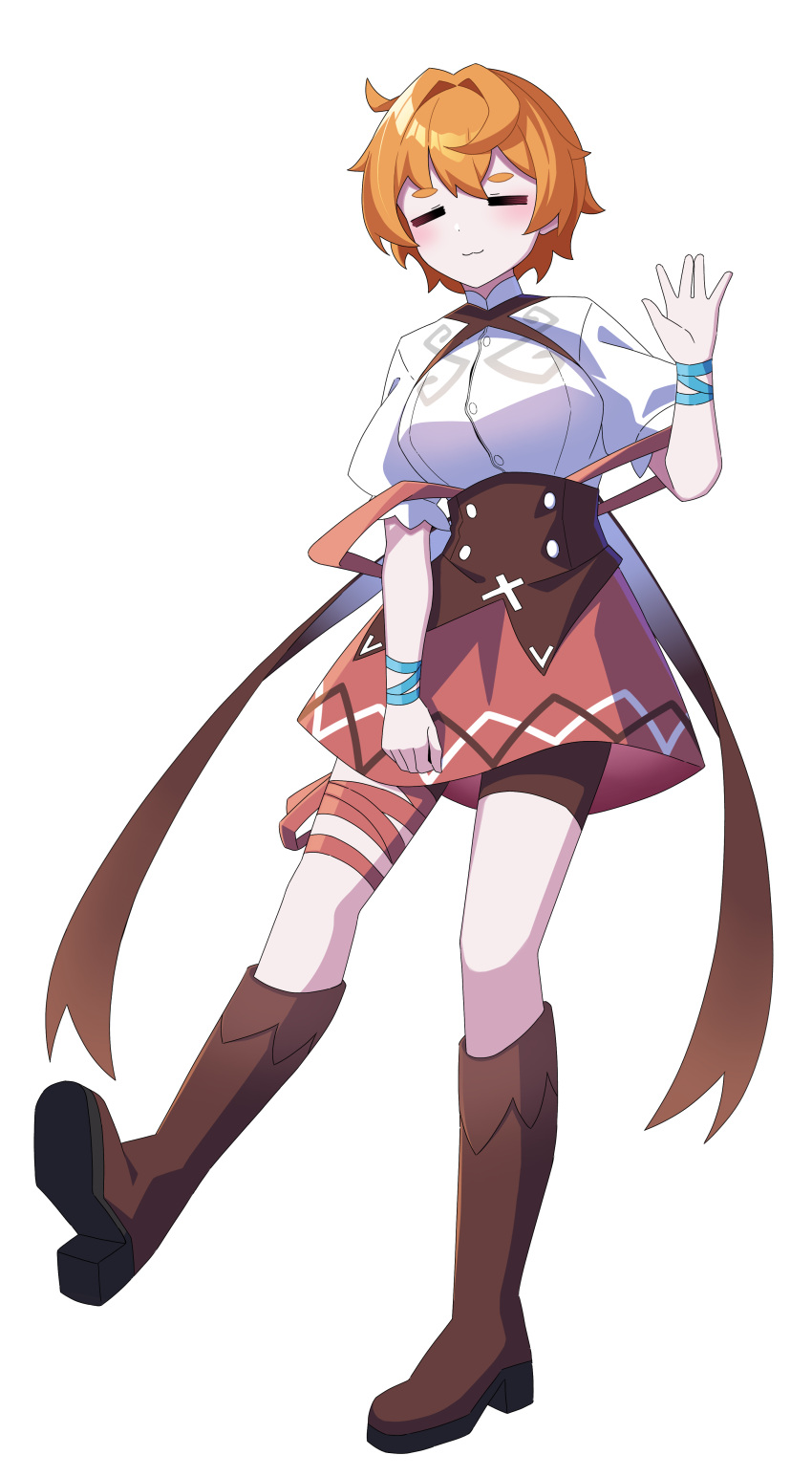 1girl, absurdres, becky_(dragalia_lost), blush, boots, breasts, brown_boots, brown_shorts
