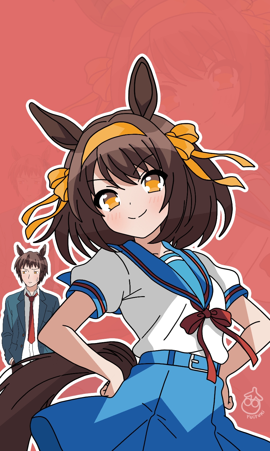 highres, kyon, suzumiya_haruhi, suzumiya_haruhi_no_yuuutsu, umamusume, yuiyu_ki