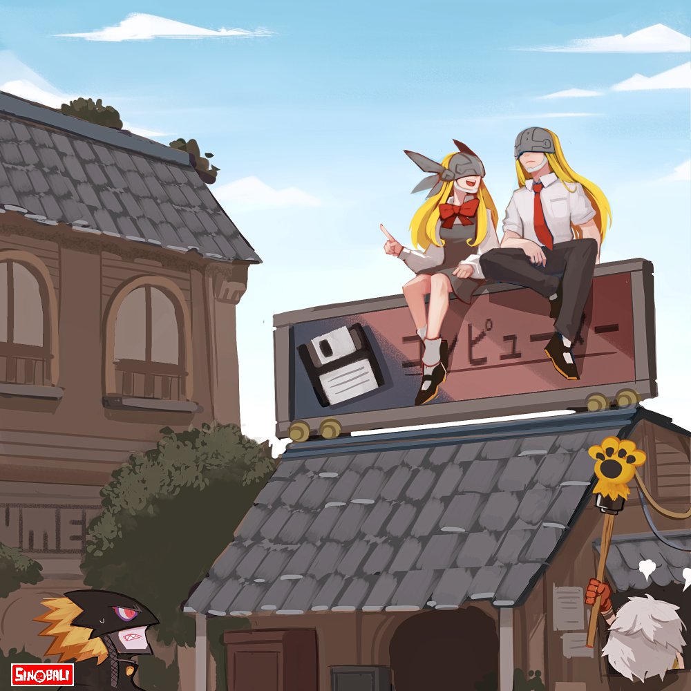 1girl, 3boys, angemon, angewomon, angry, artist_logo, artist_name, beelzebumon