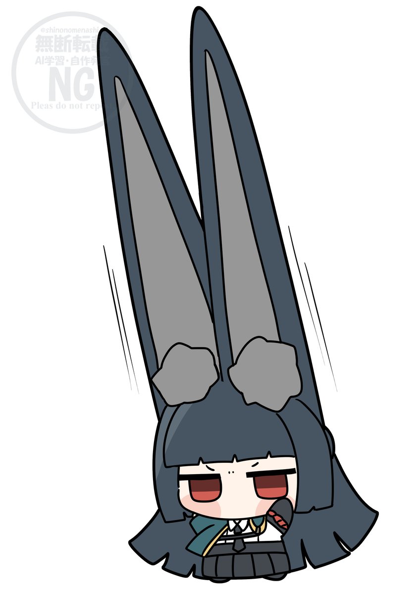 1girl, animal_ear_fluff, animal_ears, black_hair, black_necktie, black_skirt, blunt_bangs, blush