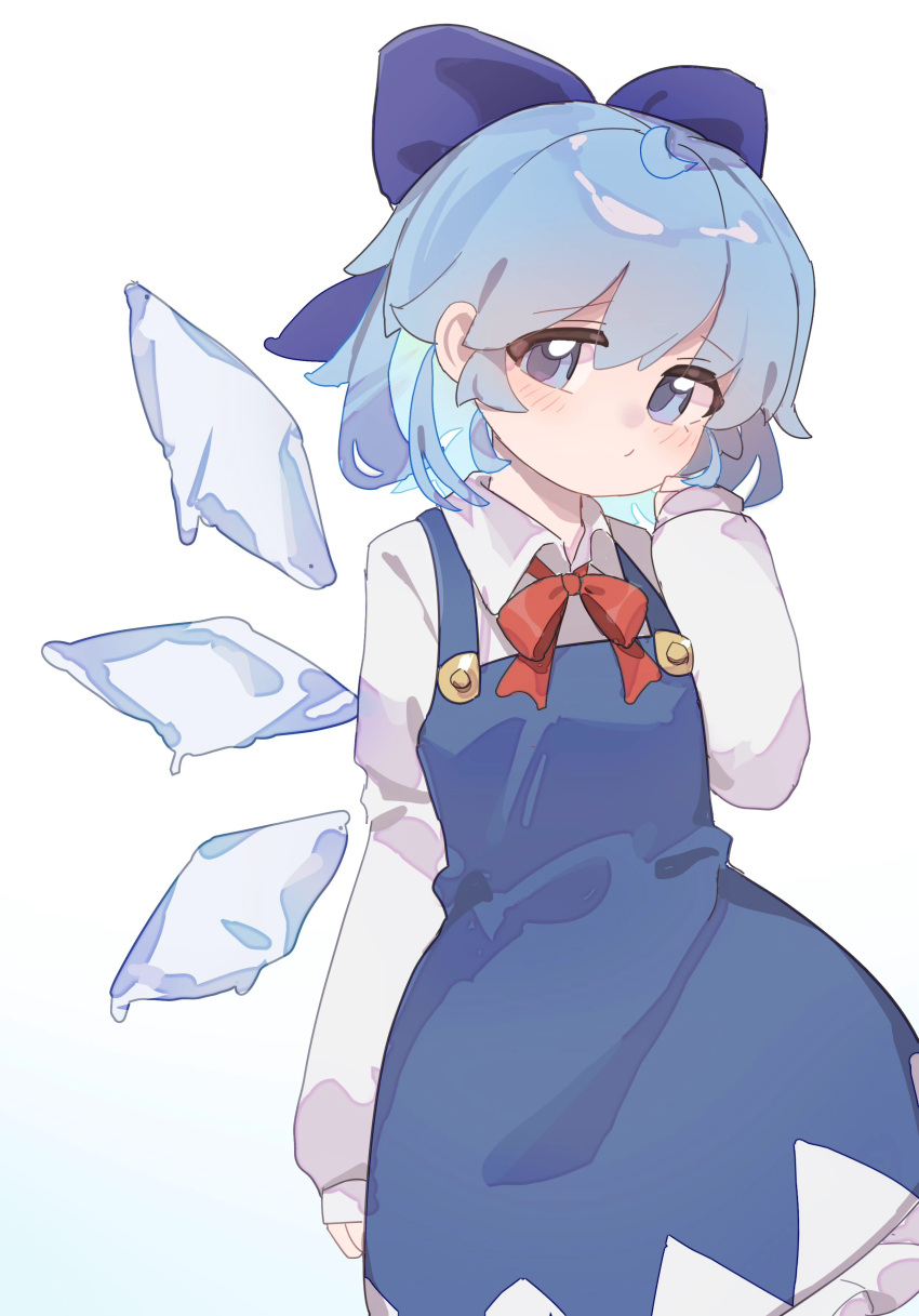 1girl, absurdres, blue_bow, blue_dress, blue_eyes, blue_hair, bow, cirno