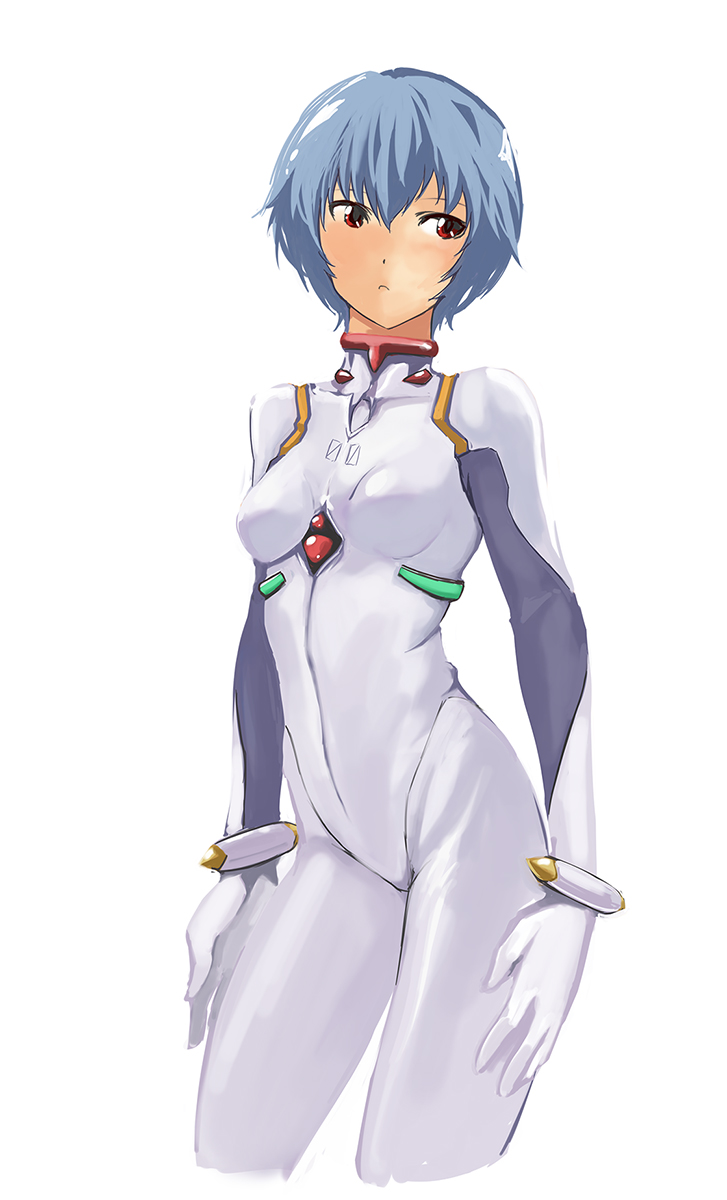 ayanami_rei, blue_hair, blush, cropped_legs, highres, neon_genesis_evangelion, otakeyan, plugsuit