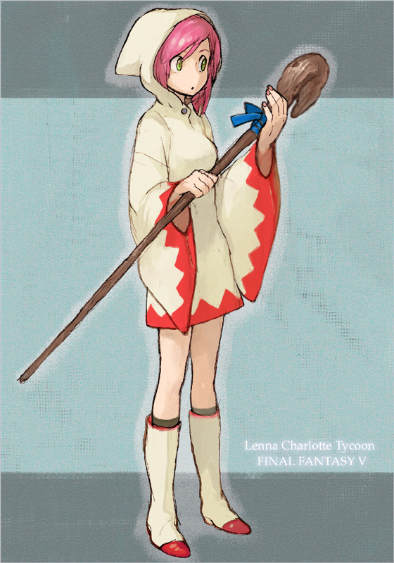 1girl, boots, character_name, copyright_name, final_fantasy, final_fantasy_v, full_body, green_eyes
