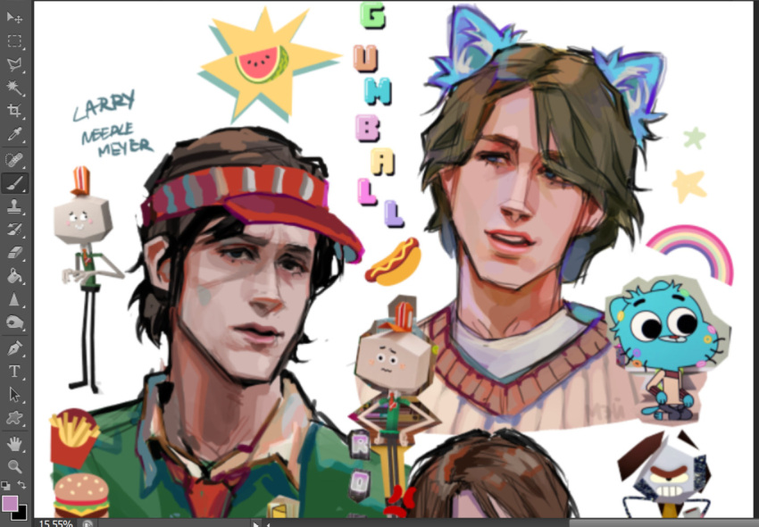 3boys, animal_ears, cat_boy, cat_ears, eyelashes, gumball_watterson, humanization, larry_needlemeyer