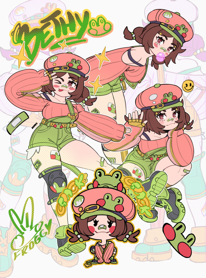 1girl, :q, alternate_costume, animal_print, bandaid, bandaid_on_face, bandaid_on_knee, bandaid_on_leg