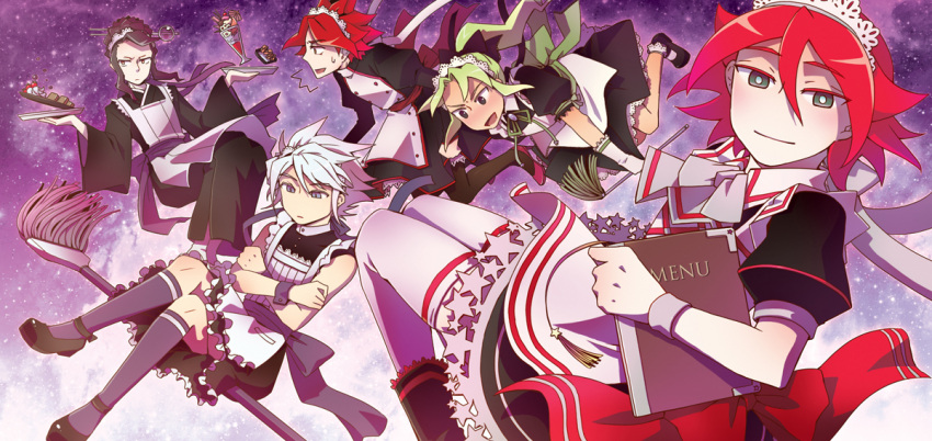 crossdressinging, dessert, food, green_eyes, green_hair, hair_ornament, inazuma_eleven, inazuma_eleven_(series)