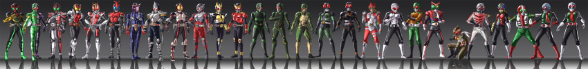 antennae, belt, everyone, highres, horn, kamen_rider, kamen_rider_1, kamen_rider_2
