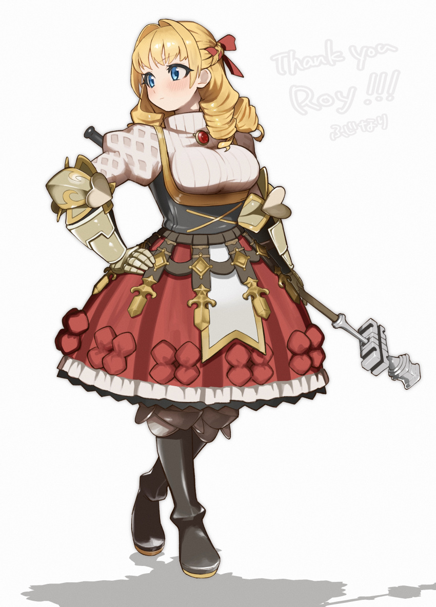 1girl, absurdres, blonde_hair, blue_eyes, blush, braid, breasts, commission