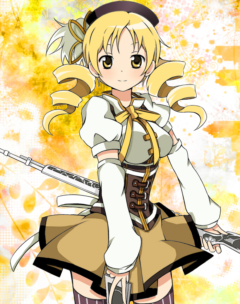 bad_id, beret, blonde_hair, boots, breasts, colored, corset, detached_sleeves