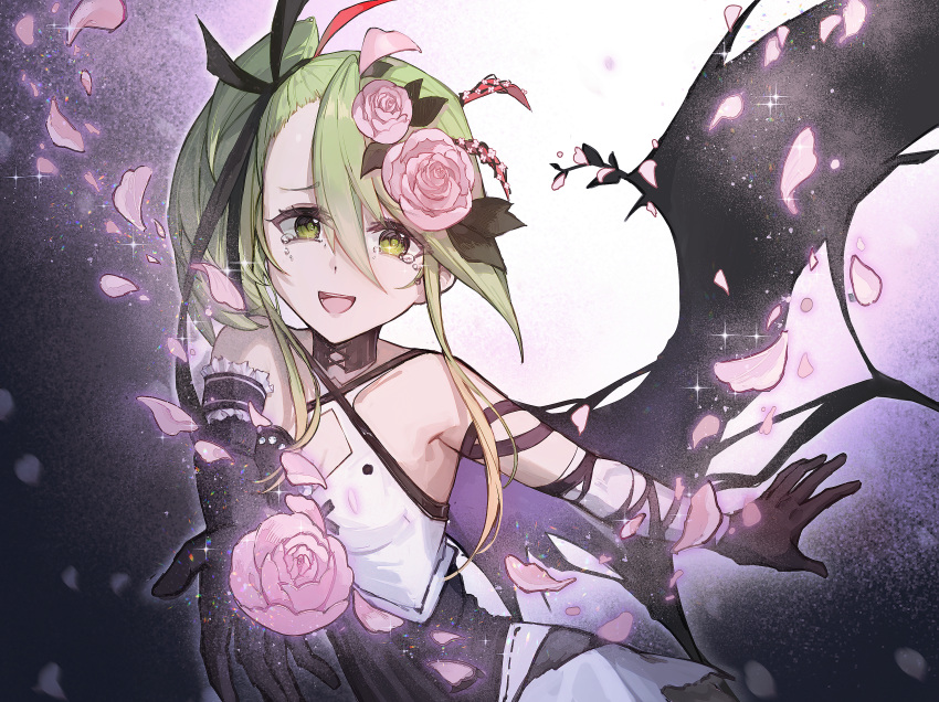 1girl, bare_shoulders, breasts, chinese_commentary, commentary_request, deathpolca, demons_roots, dress