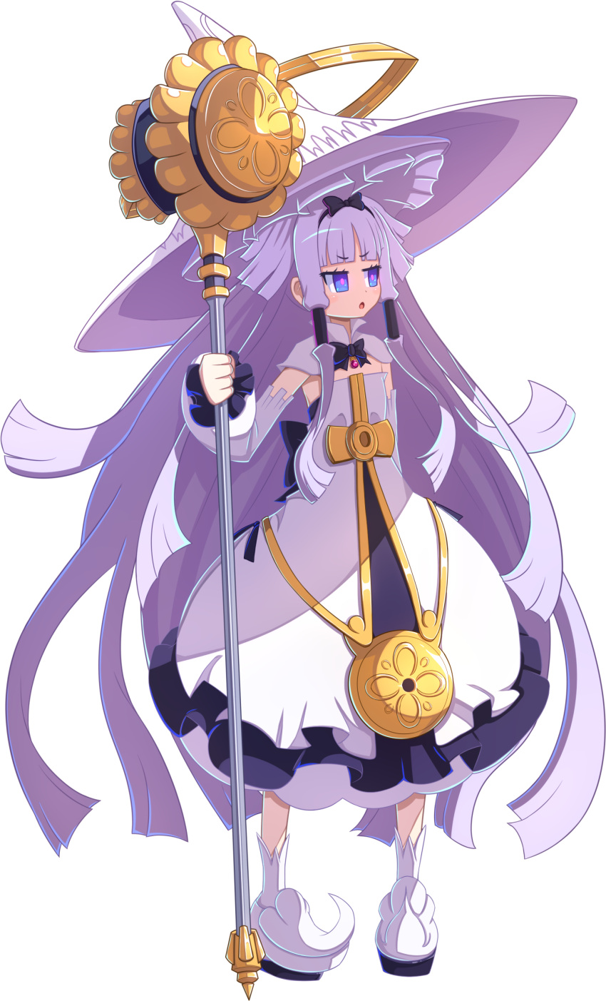 1girl, absurdres, black_bow, black_ribbon, blue_eyes, bow, breasts, capelet