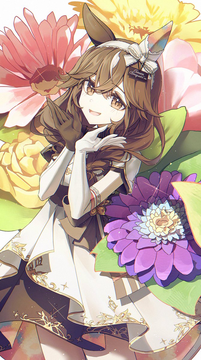 1girl, animal_ears, blush, bneoul, braid, breasts, brown_eyes, brown_hair