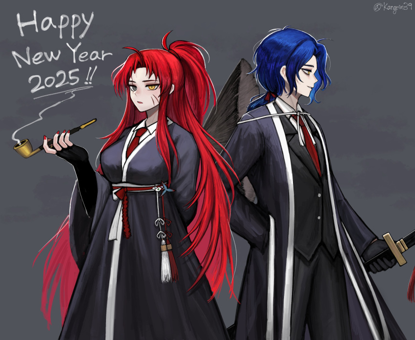 1boy, 1girl, absurdres, bamboo-hatted_kim, bamboo-hatted_kim_(cosplay), black_bridal_gauntlets, black_coat, black_gloves