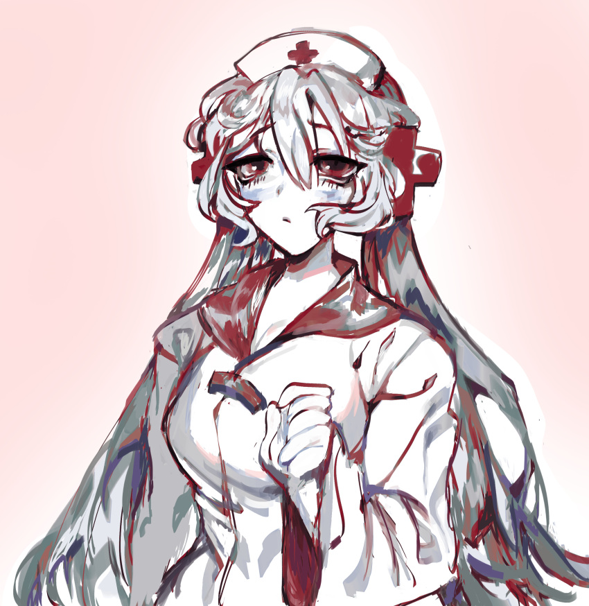 1girl, 8eyes, absurdres, aegyo_sal, apokryphena, colored_skin, eyelashes, grey_hair