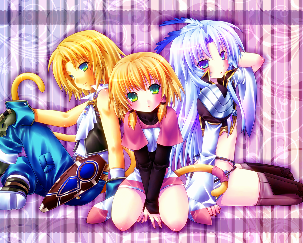 ahoge, bad_id, bangs, blonde_hair, blue_eyes, blush, collar, feathers