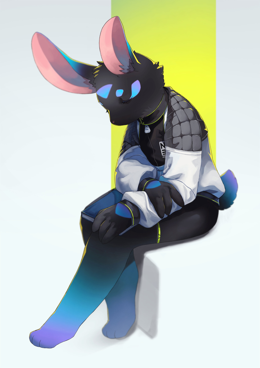 1boy, animal_ears, black_fur, blue_fur, book, chu_(66r741), closed_eyes, divine_markings