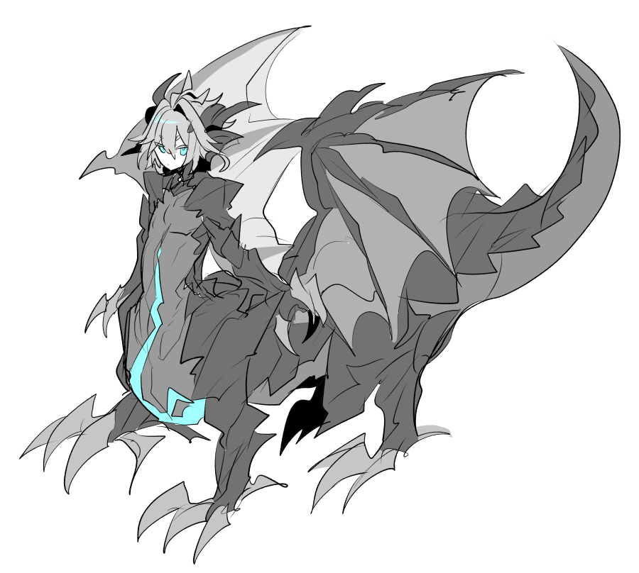 1boy, alternate_eye_color, alternate_form, black_scales, blue_eyes, chibi, claws, colored_skin