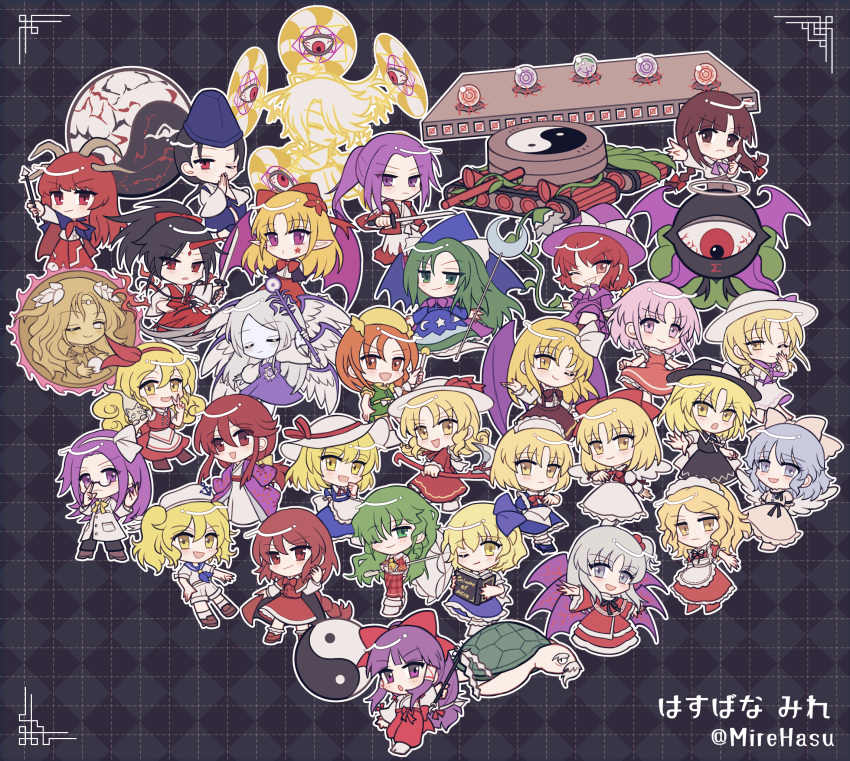 6+girls, :d, :o, ;), adjusting_eyewear, alice_margatroid, alice_margatroid_(pc-98), annotation_request