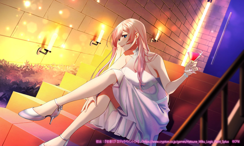 1girl, armpit_crease, asazuke25, blue_eyes, blush, breasts, candle, collarbone