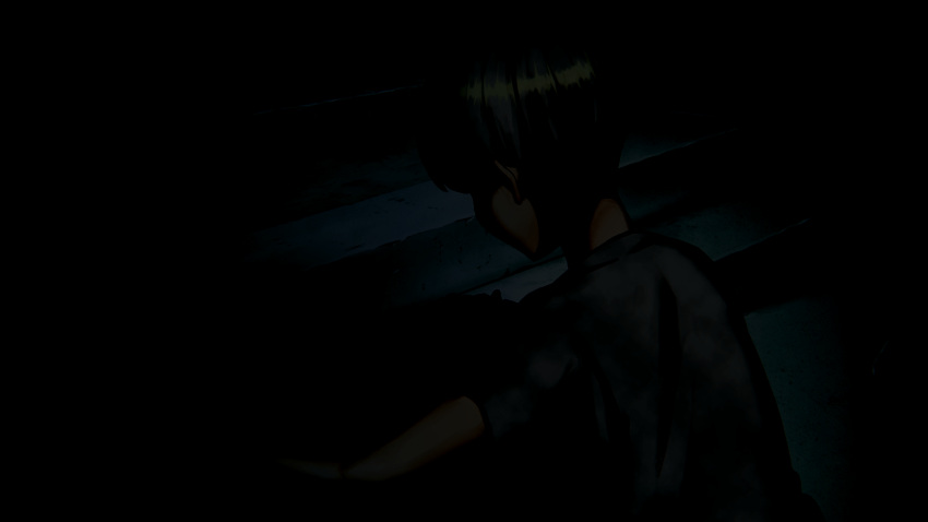 1boy, blood, blood_on_hands, blood_on_object, child, crate, dark, game_cg