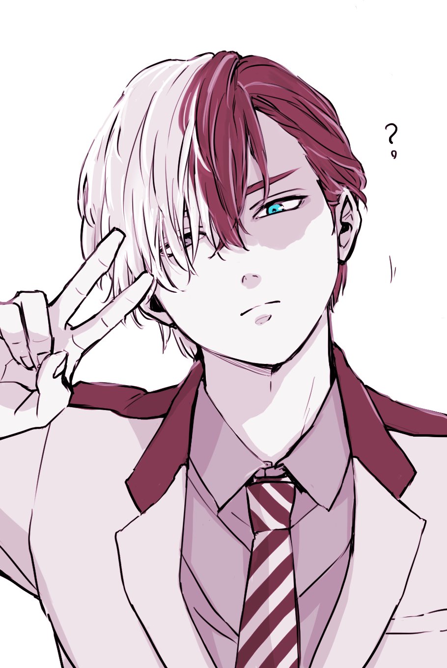 1boy, ?, alternate_costume, alternate_hairstyle, blue_eyes, boku_no_hero_academia, burn_scar, closed_mouth