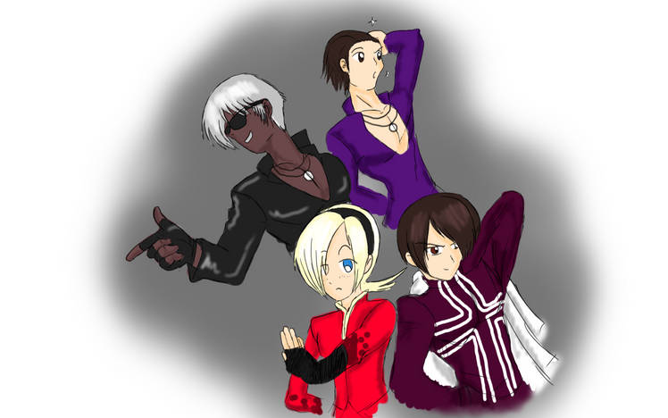 4boys, another_k', ash_crimson, blonde_hair, brown_hair, k', kyo_kusanagi, m.u.g.e.n