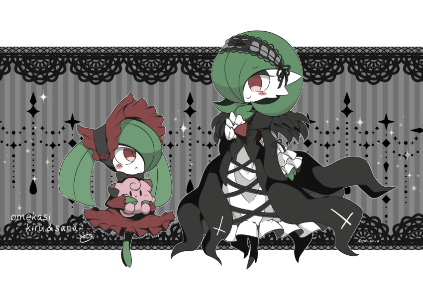 artist_name, black_dress, bob_cut, bonnet, character_name, clefairy, clothed_pokemon, colored_skin