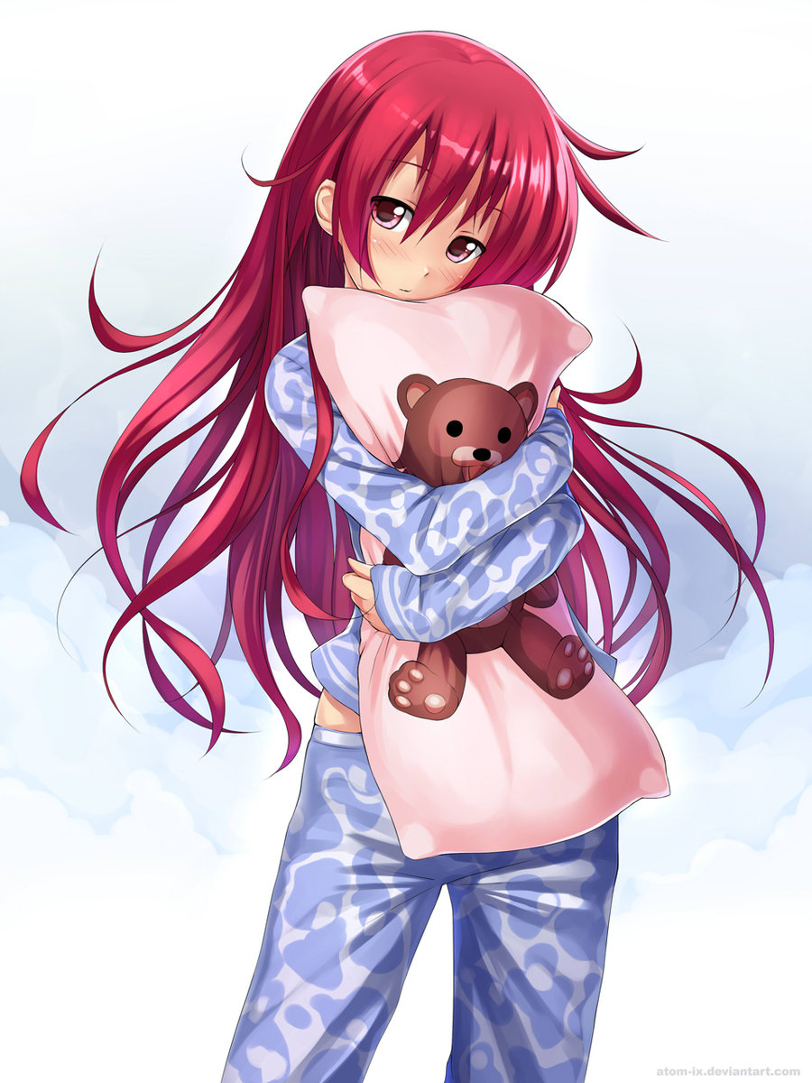dakimakura_(object), highres, long_hair, original, pajamas, pedobear, pillow, pillow_hug