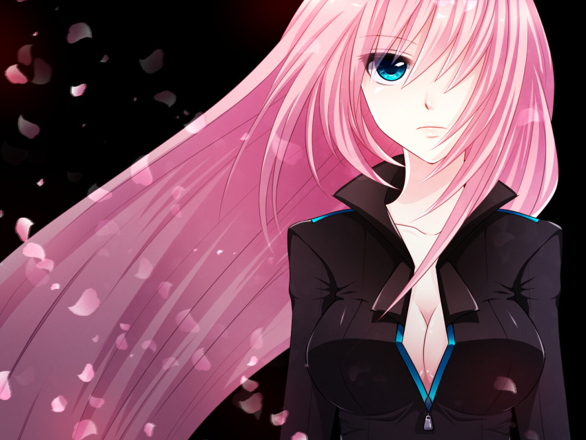 bad_id, blue_eyes, breasts, cleavage, close, fukufuku, hair_over_one_eye, highres