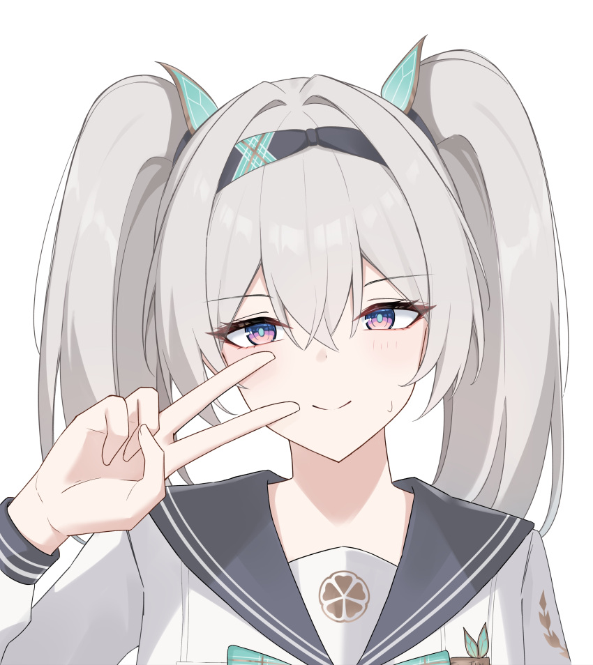 1girl, absurdres, aqua_pupils, black_hairband, blue_eyes, commentary, firefly_(honkai:_star_rail), firefly_(spring_missive)_(honkai:_star_rail)