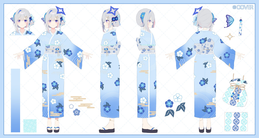 1girl, absurdres, accessories, amane_kanata, amane_kanata_(holonatsu_paradise), bag, black_sandals, blue_hair