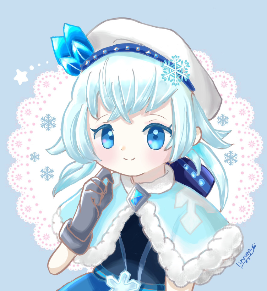 1girl, beret, blue_eyes, blue_hair, blue_shawl, fantasy_life, fantasy_life_i:_the_girl_who_steals_time, gloves